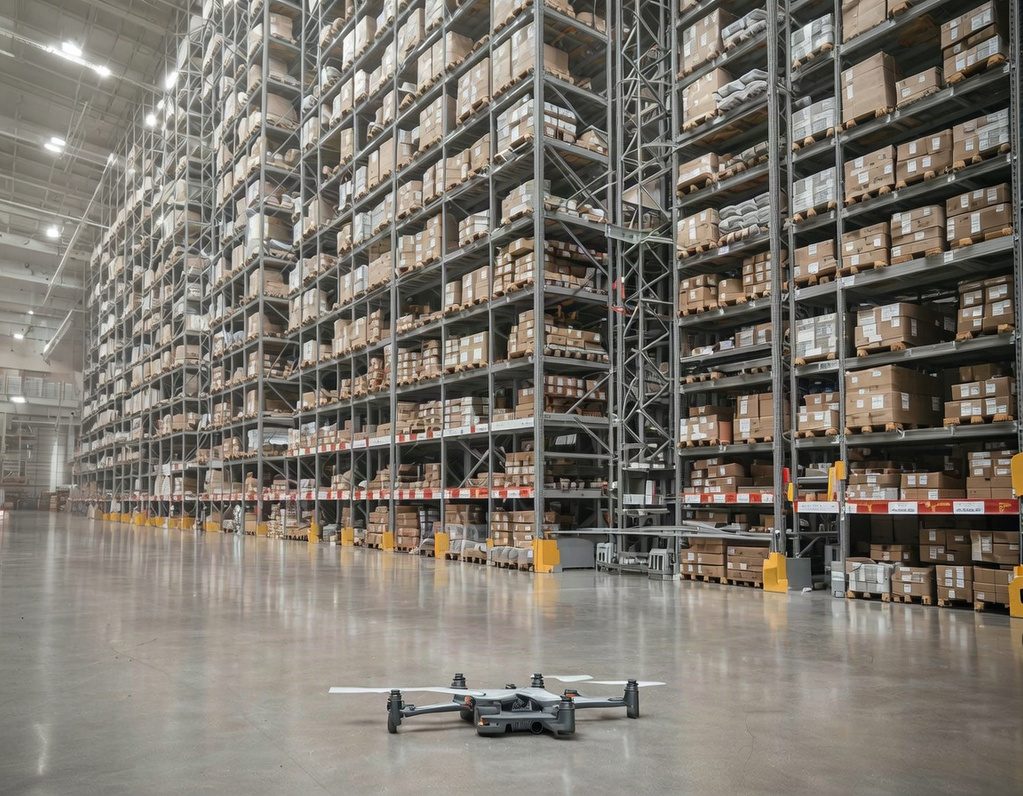 Ai Generated Lagerinspektion per Indoordrohne